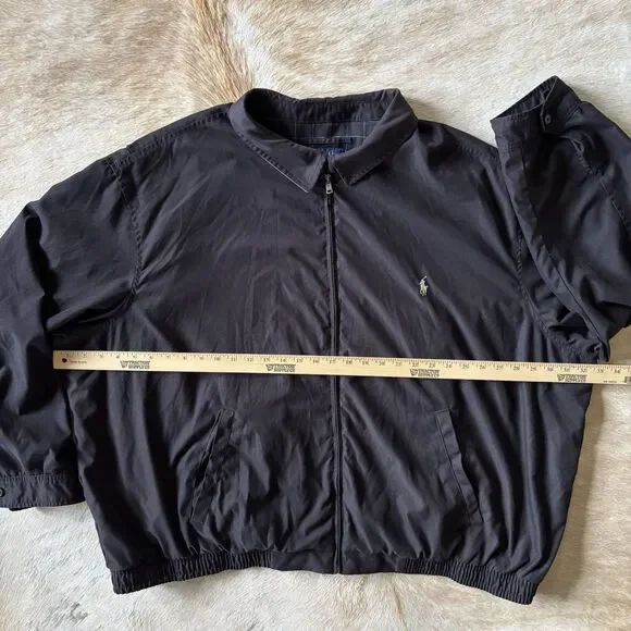 Vtg Polo Ralph Lauren Jacket Men 4XL Black Herrington Plaid Full Zip Golf Bomber - Picture 11 of 16